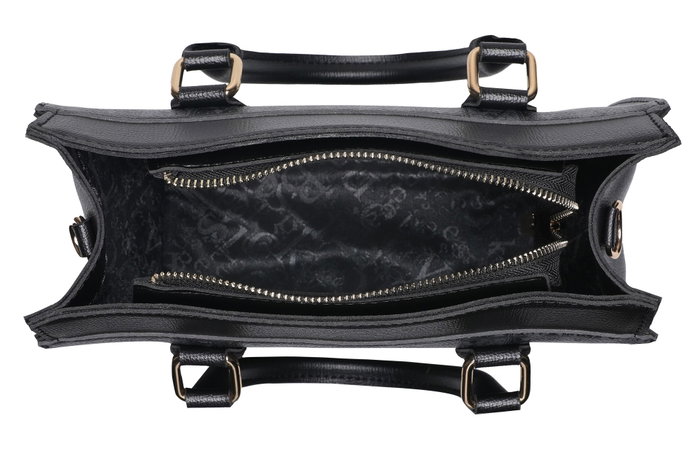 Lucky Bees 1281 Bolso de mano de piel de polivinilo para mujer, negro